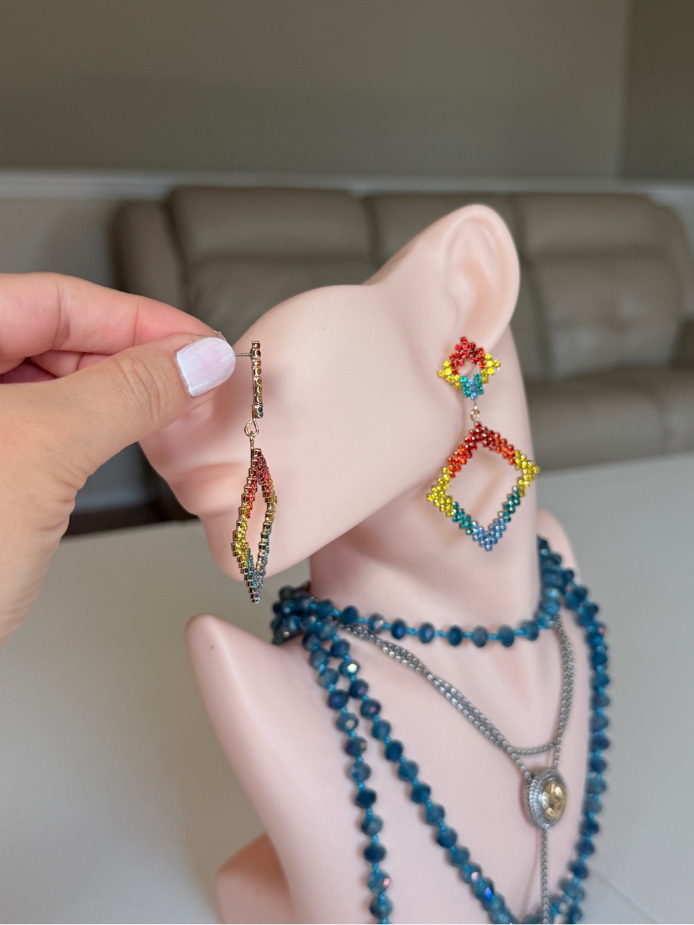 Colorful Drop Dangle Earrings - Multicolor - Picture 6 of 12